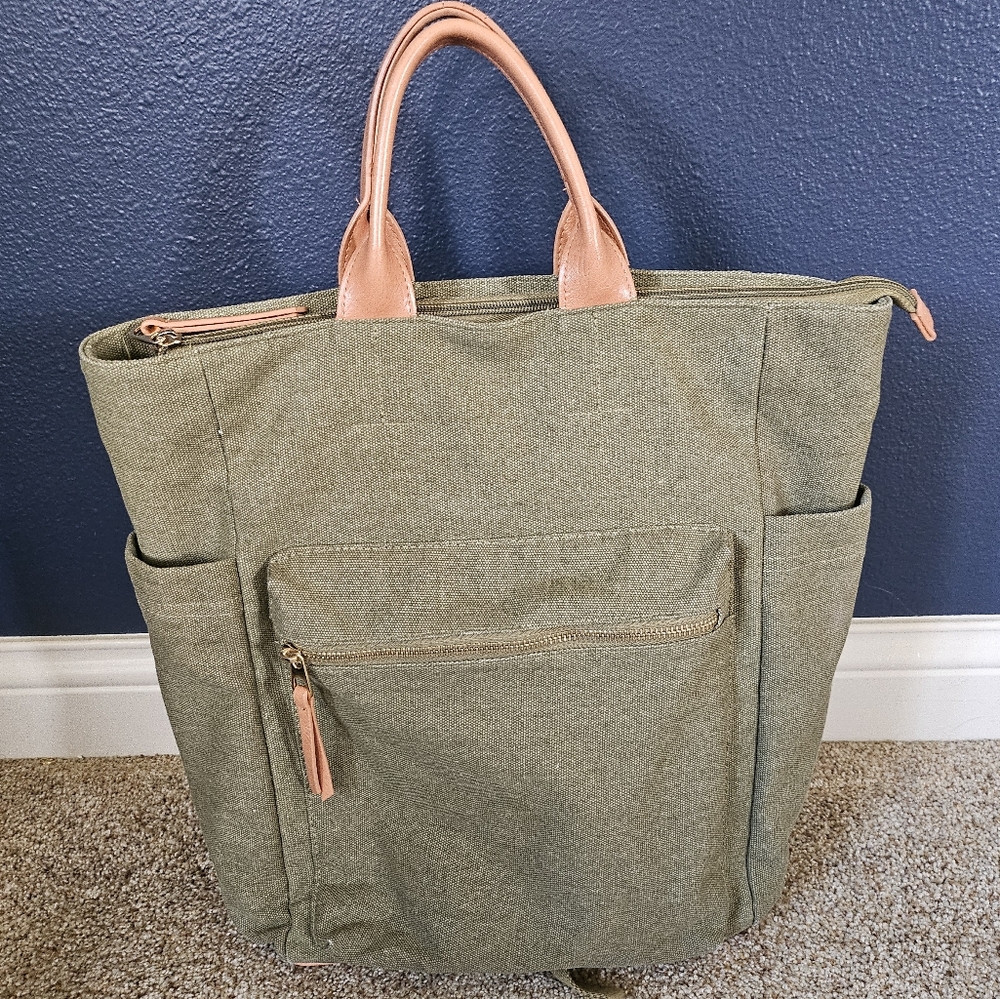 Universal Thread Olive Backpack with Tan Handles